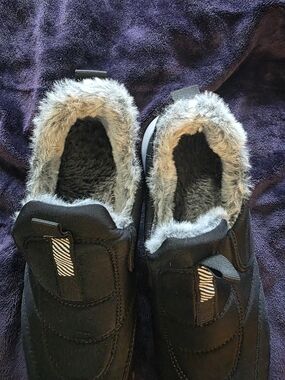 Black Faux-Fur Lined Slip-On Sneakers